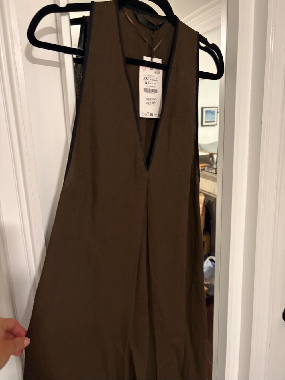 Zara Brown Deep V Maxi Dress - Picture 2 of 4